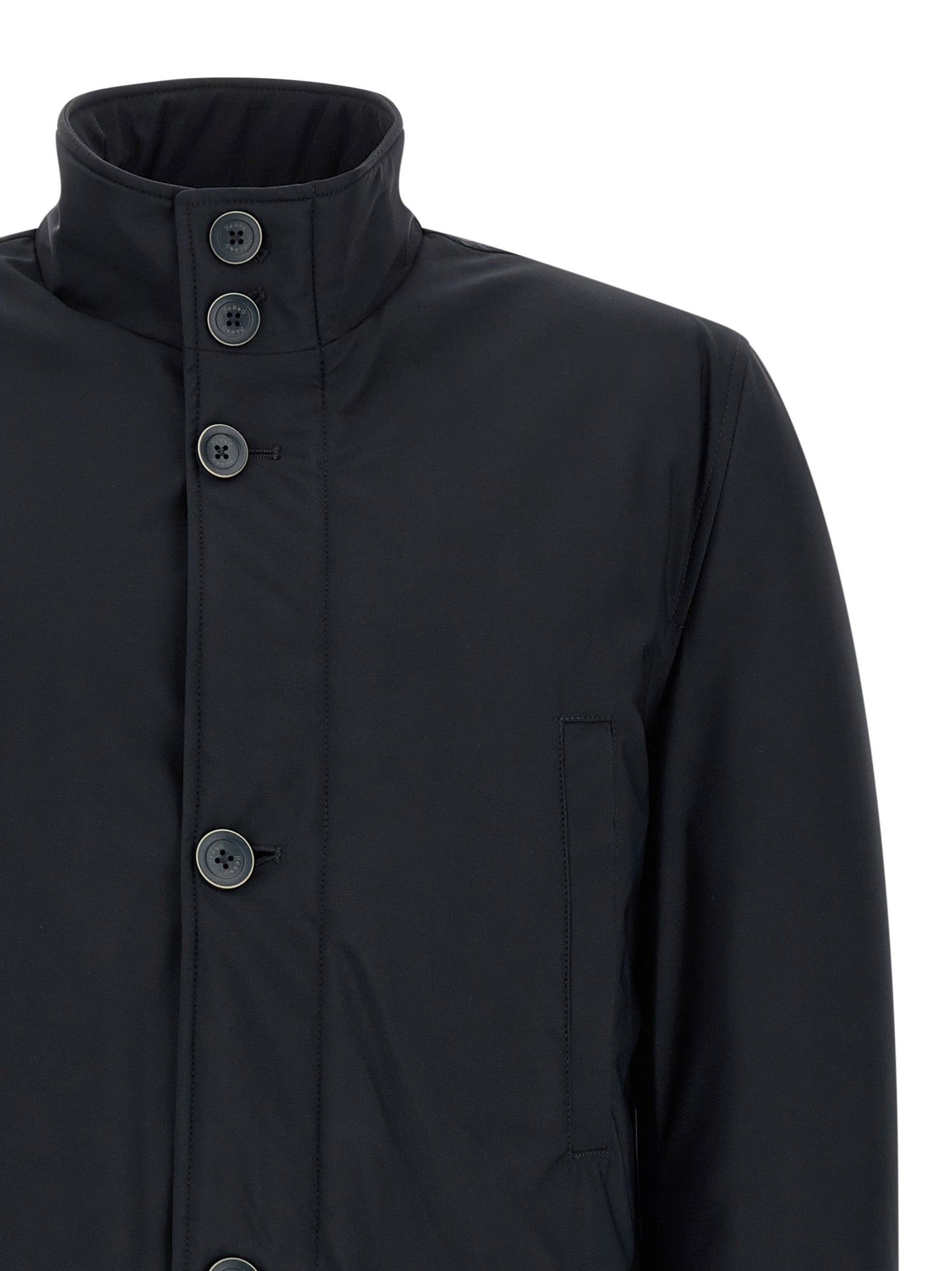 Blue Polyamide Full-Length Jacket