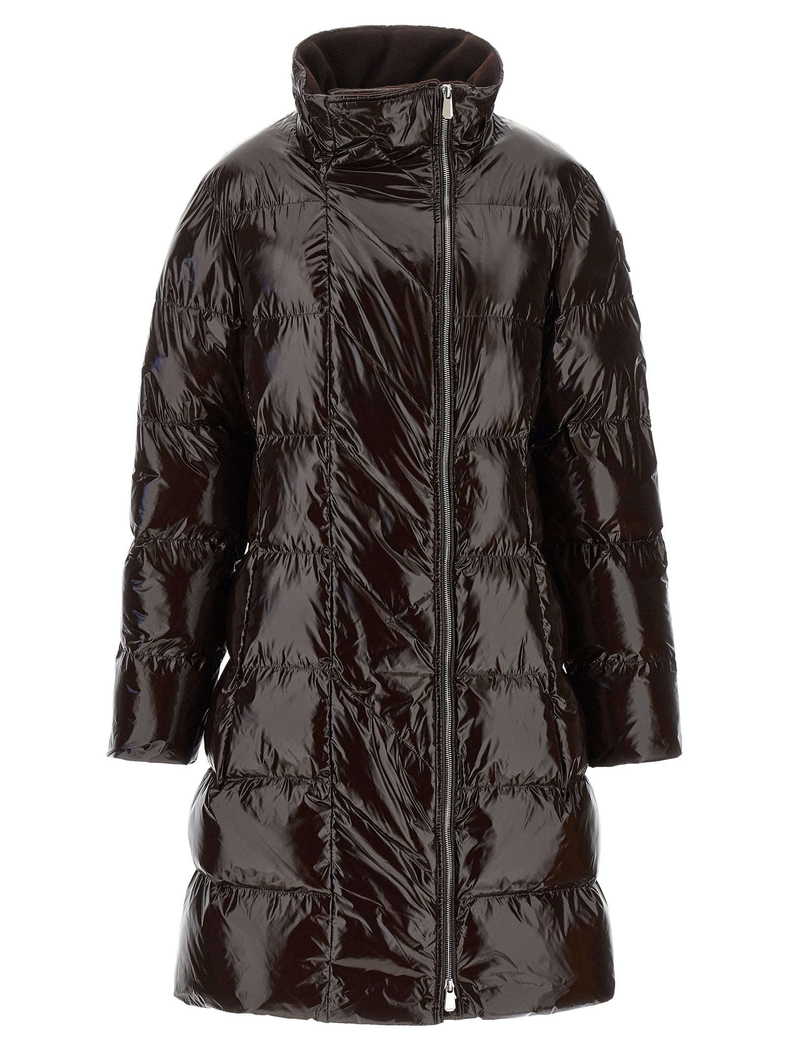 Brown Polyamide Full-Length Jacket
