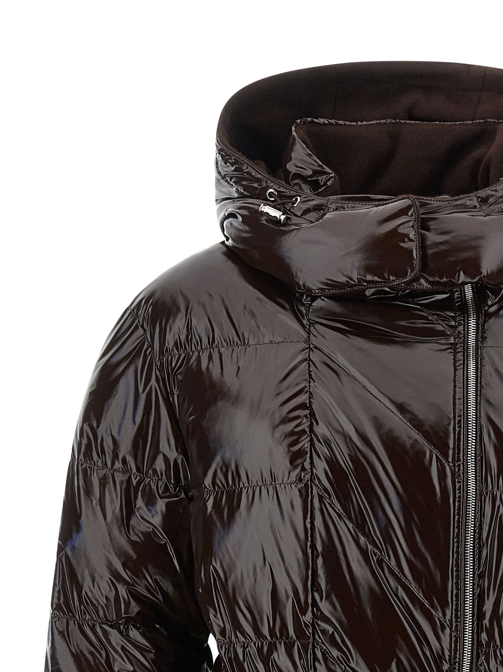 Brown Polyamide Full-Length Jacket