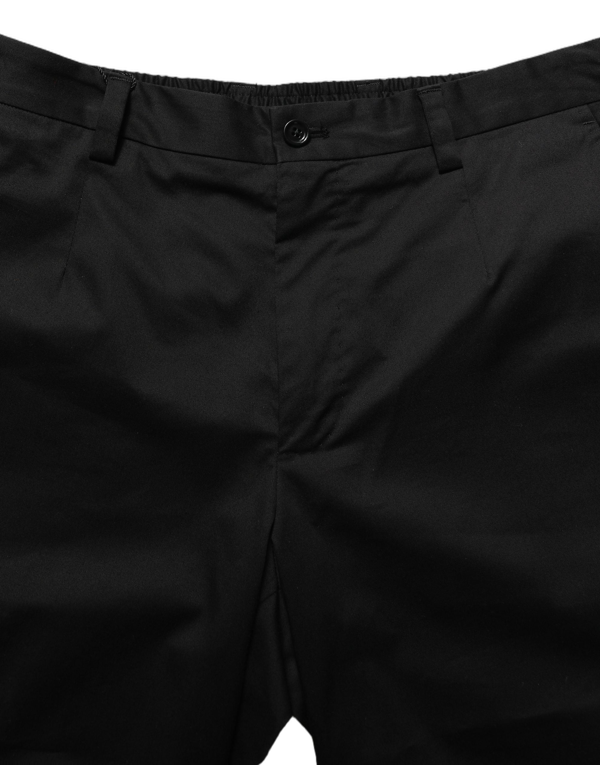 Black Cotton Mid Waist Men Bermuda Shorts
