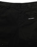 Black Cotton Mid Waist Men Cargo Shorts