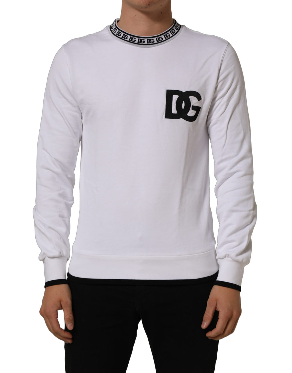 White Cotton Crew Neck Sweatshirt Sweater