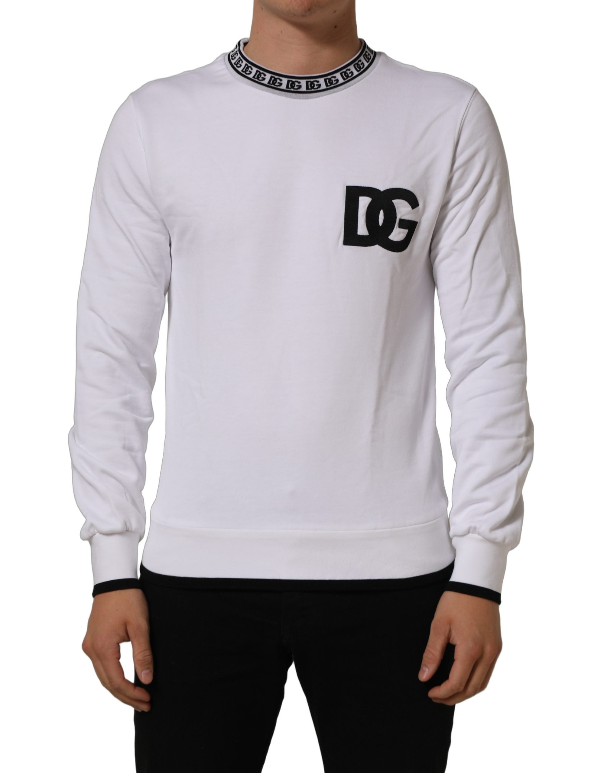 White Cotton Crew Neck Sweatshirt Sweater