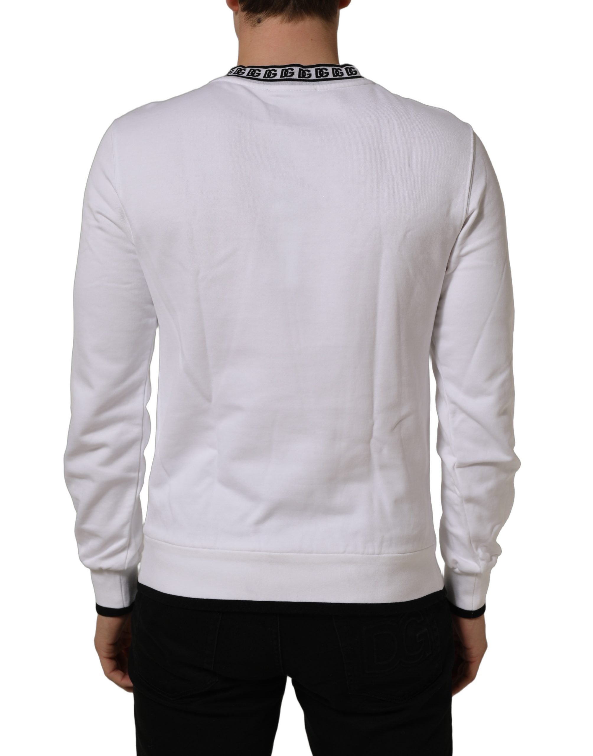 White Cotton Crew Neck Sweatshirt Sweater
