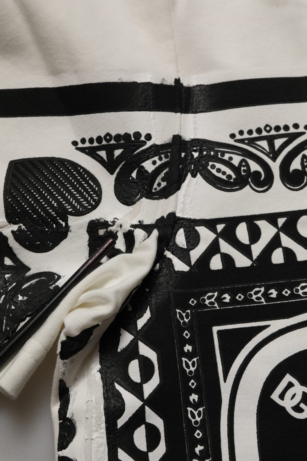 White Bandana Print Cotton Crew Neck T-shirt