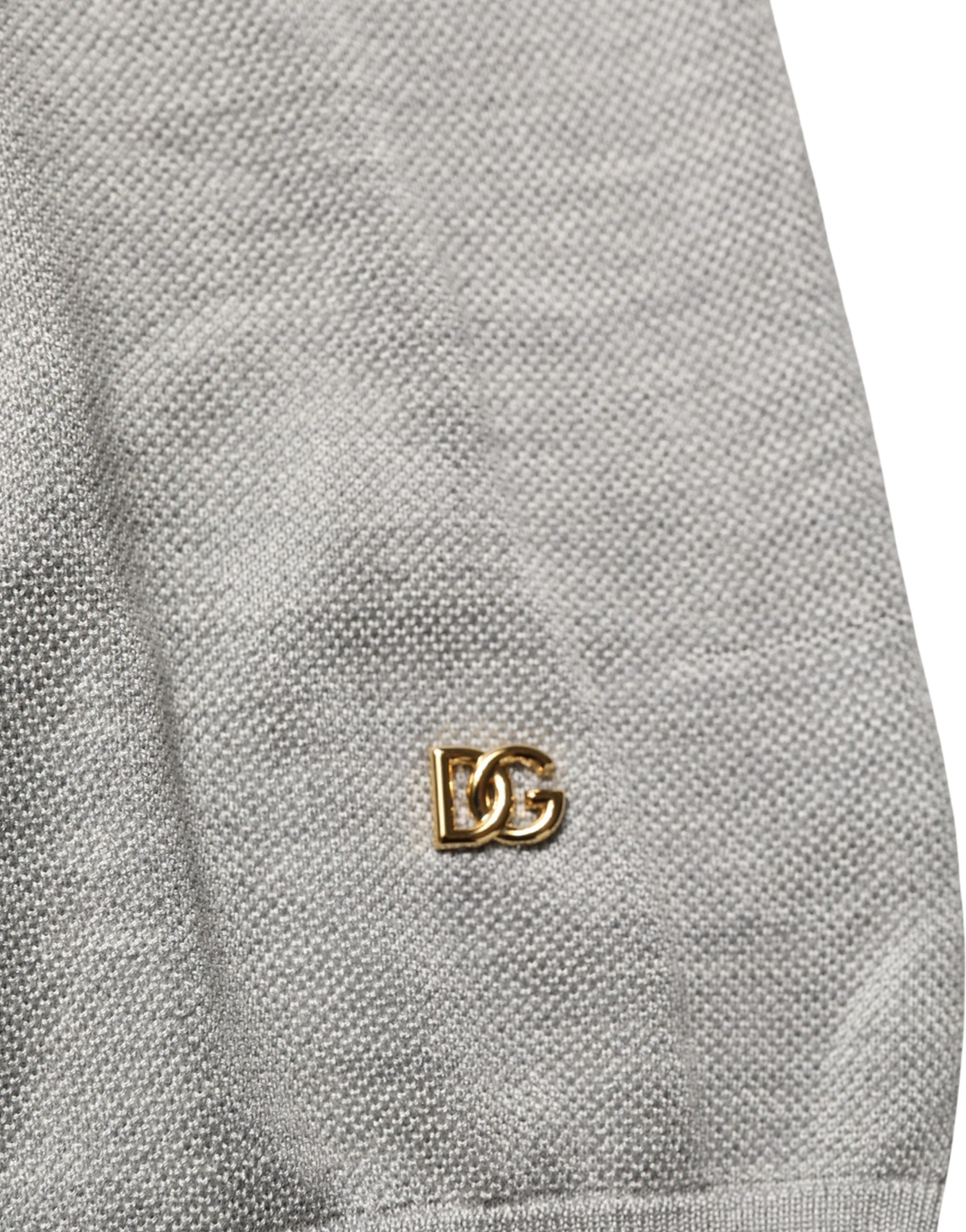 Gray Silk Crew Neck Short Sleeves T-shirt