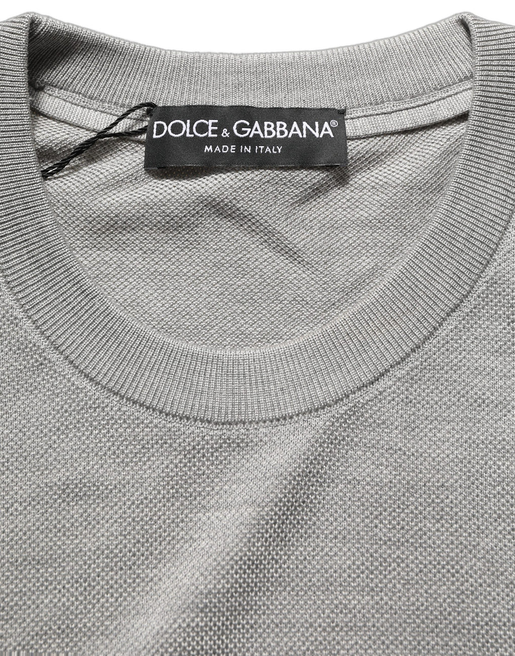 Gray Silk Crew Neck Short Sleeves T-shirt