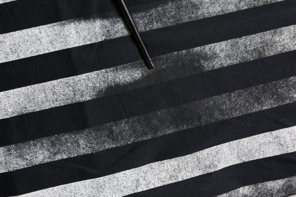 Blue Striped Print Cotton Crew Neck  T-shirt