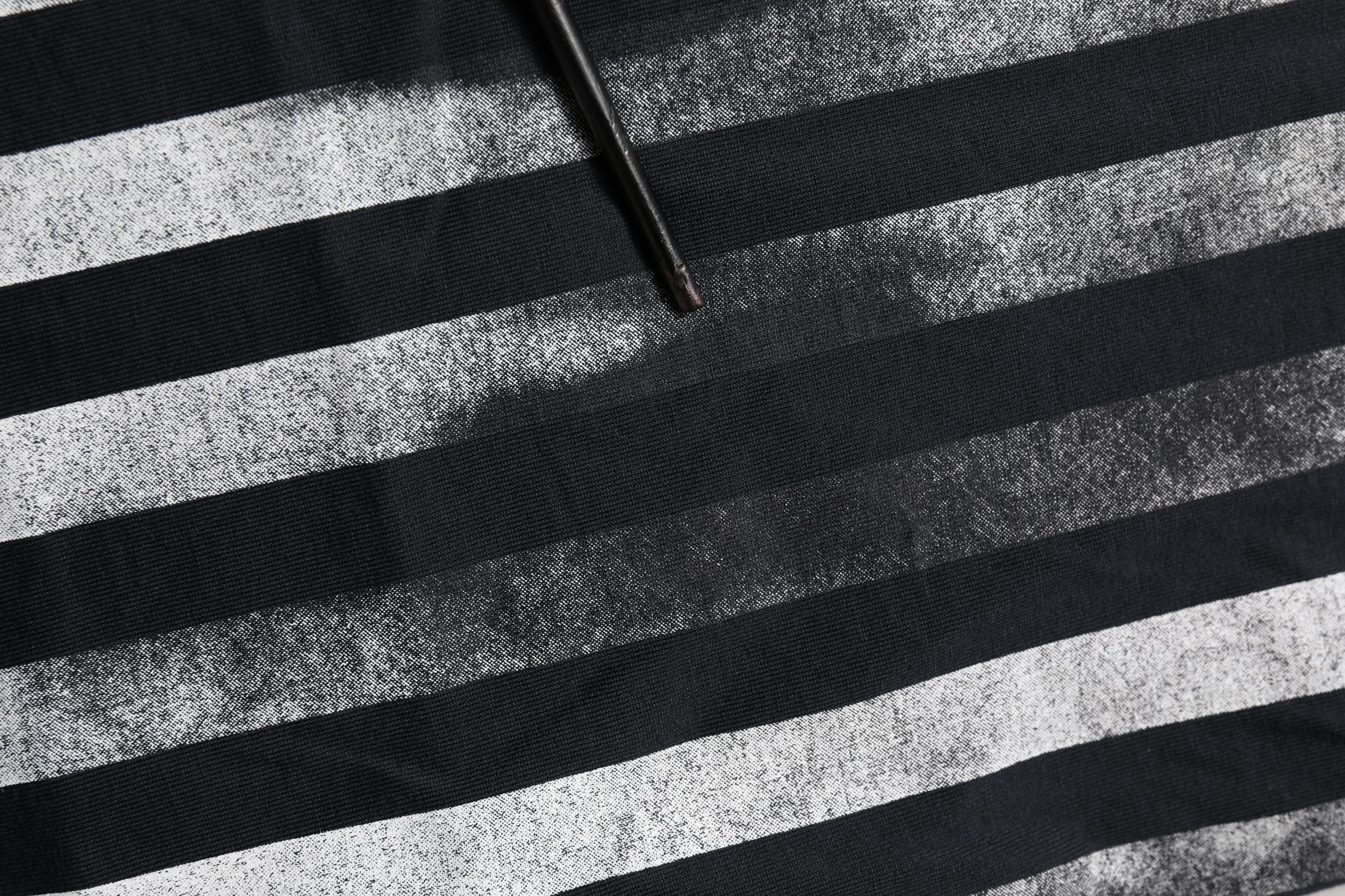 Blue Striped Print Cotton Crew Neck  T-shirt