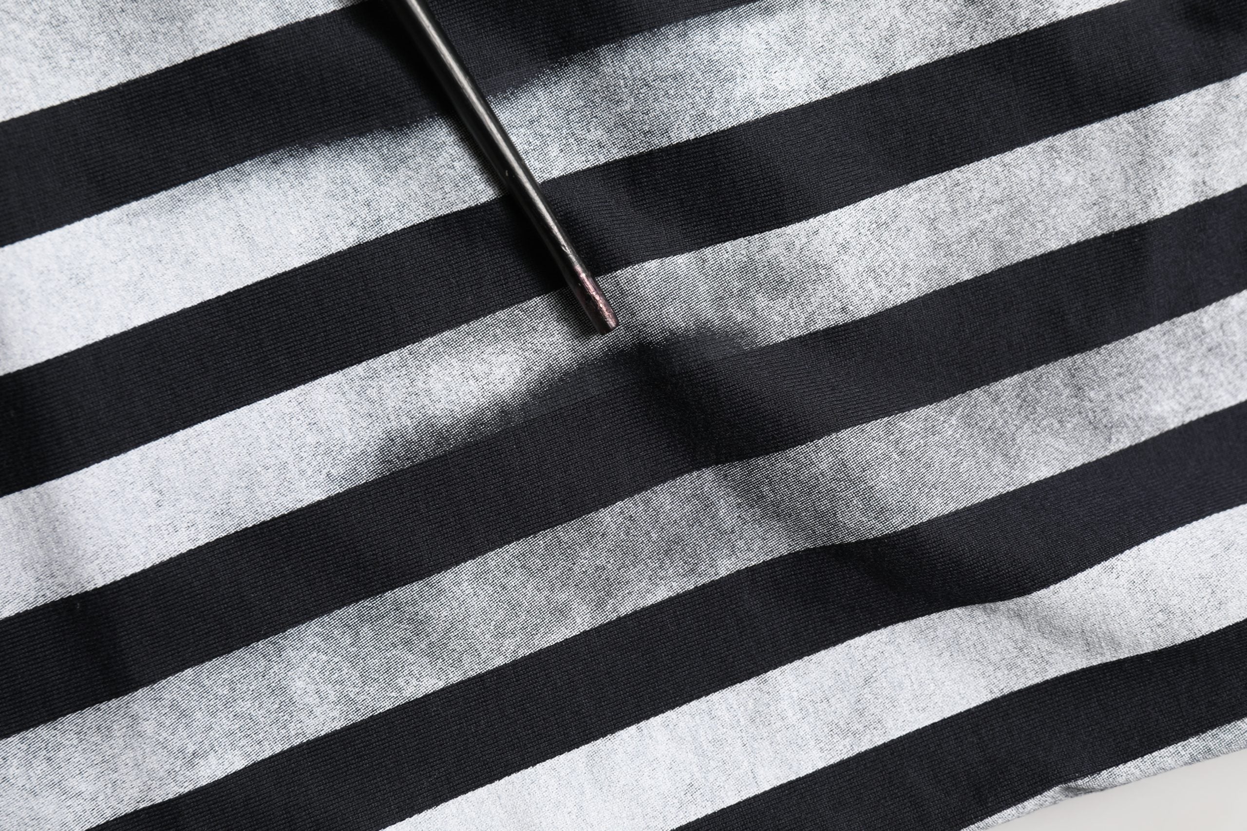 Blue Striped Print Cotton Crew Neck T-shirt
