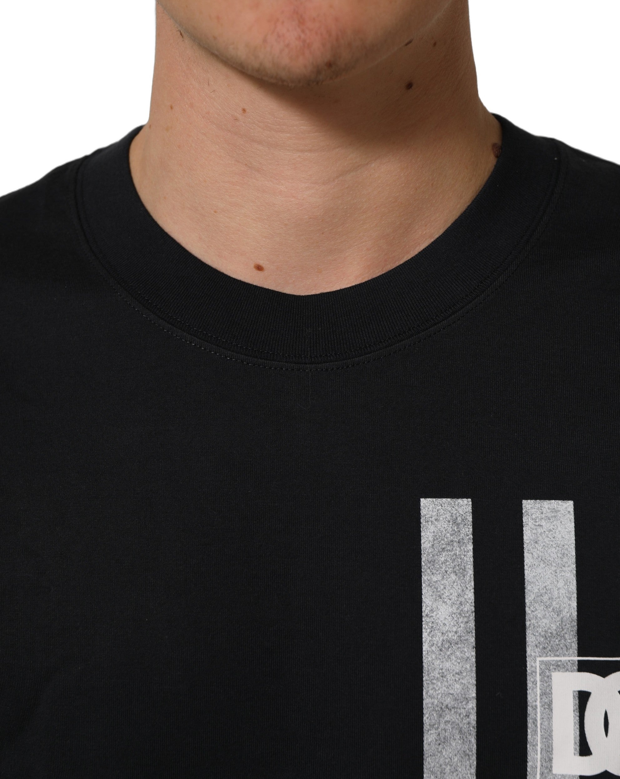 Blue Striped Print Cotton Crew Neck T-shirt