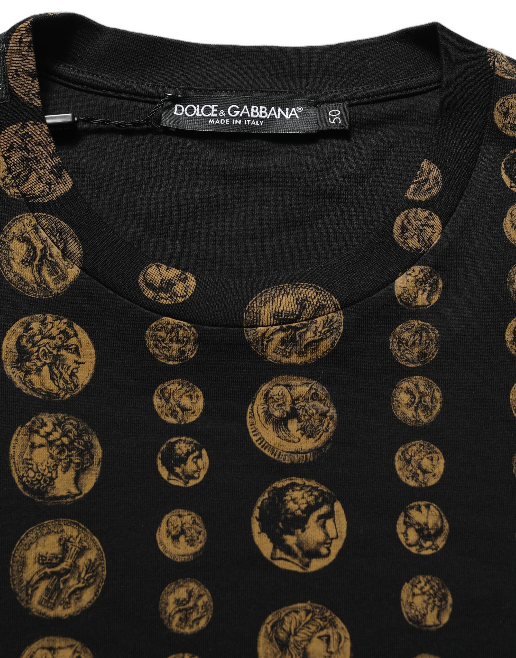 Black All Over Coin Print Cotton Men T-shirt