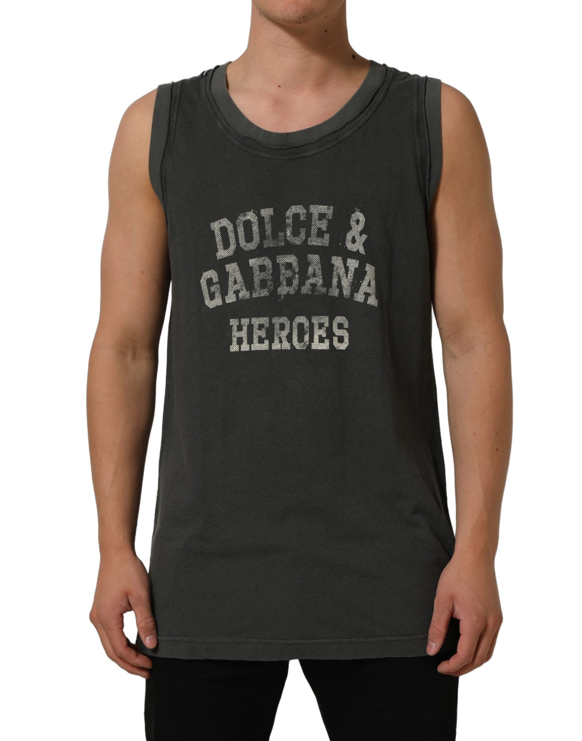 Dark Gray Graphic Print Tank Men Top T-shirt