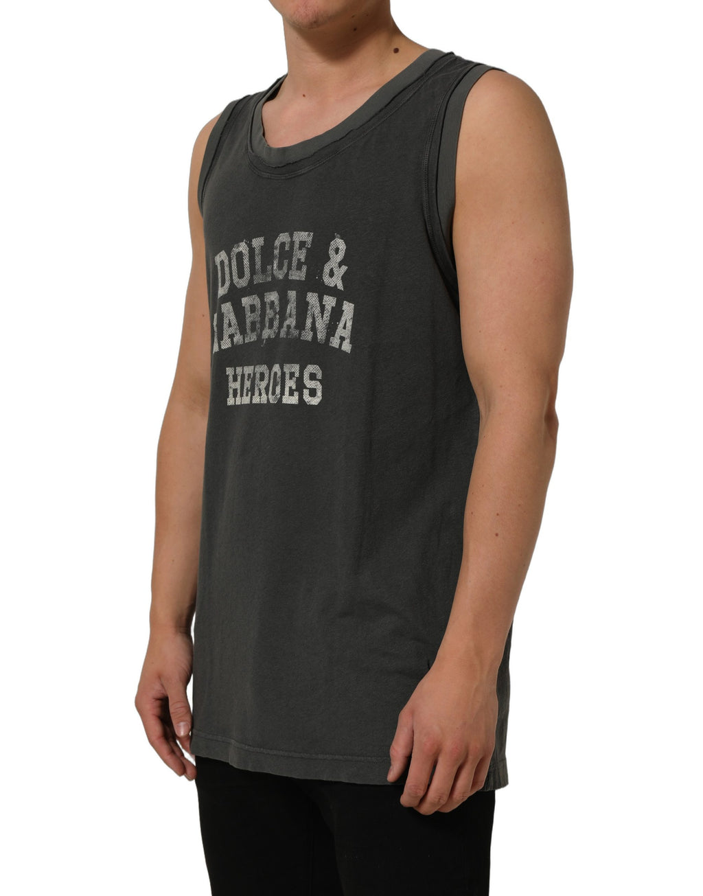 Dark Gray Graphic Print Tank Men Top T-shirt