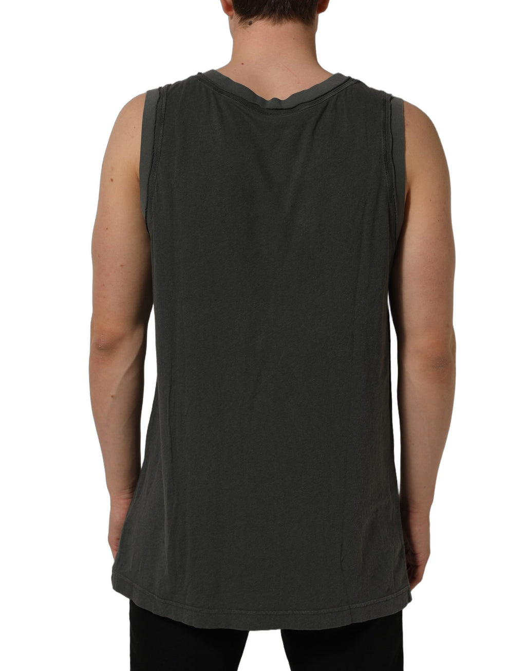 Dark Gray Graphic Print Tank Men Top T-shirt