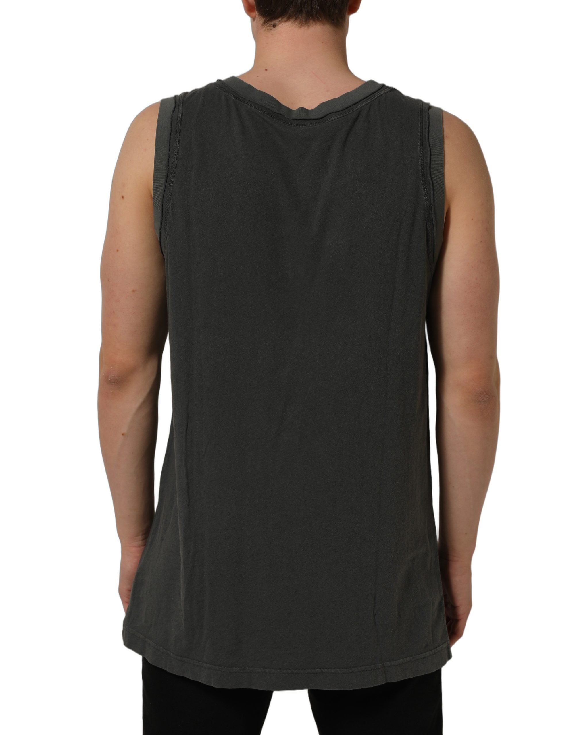 Dark Gray Graphic Print Tank Men Top T-shirt