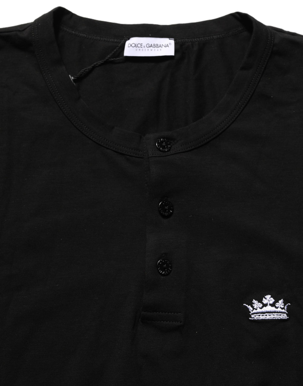 Black Crown Short Sleeved Henley Men T-shirt