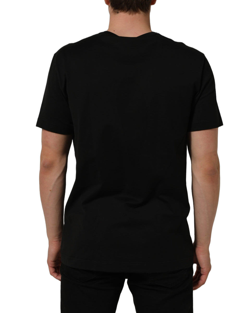 Black Cotton Crew Neck Short Sleeve T-shirt