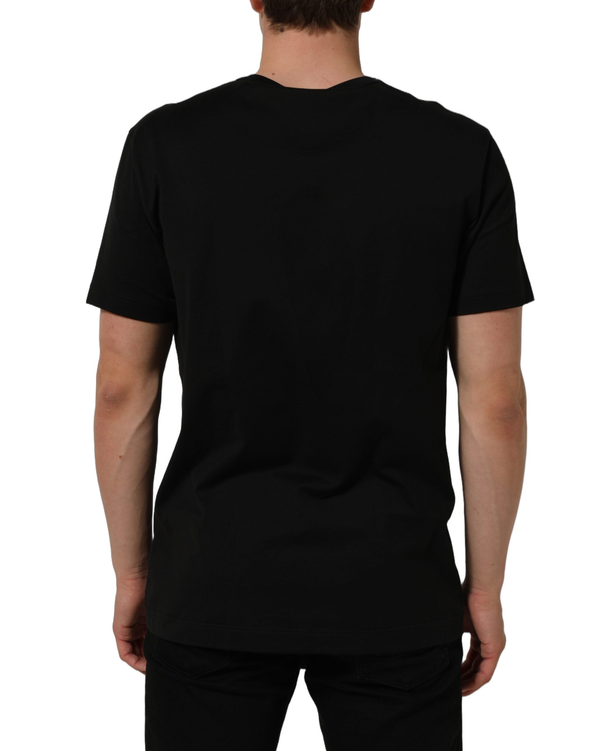 Black Cotton Crew Neck Short Sleeve T-shirt