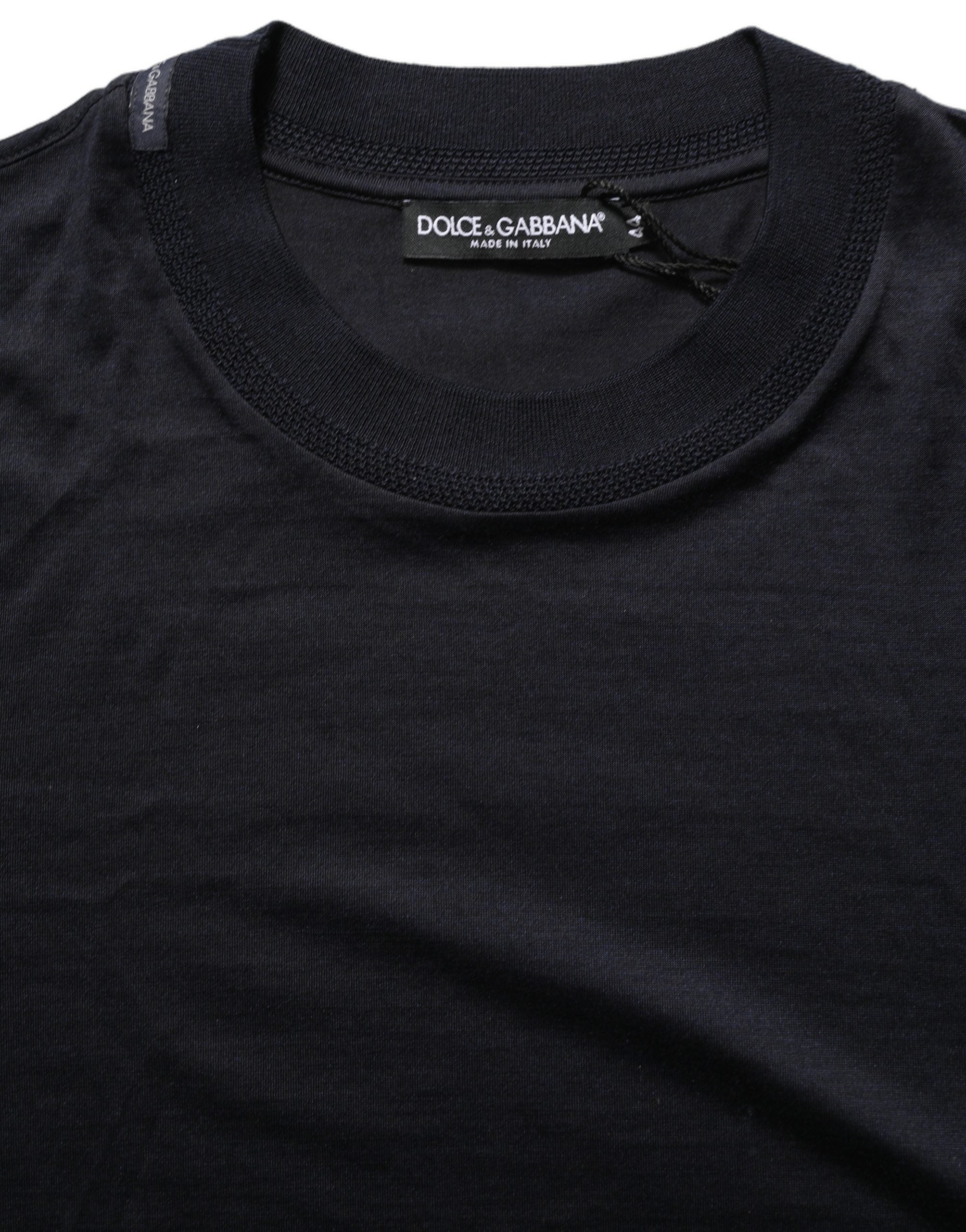 Blue Cotton Crew Neck Short Sleeve T-shirt