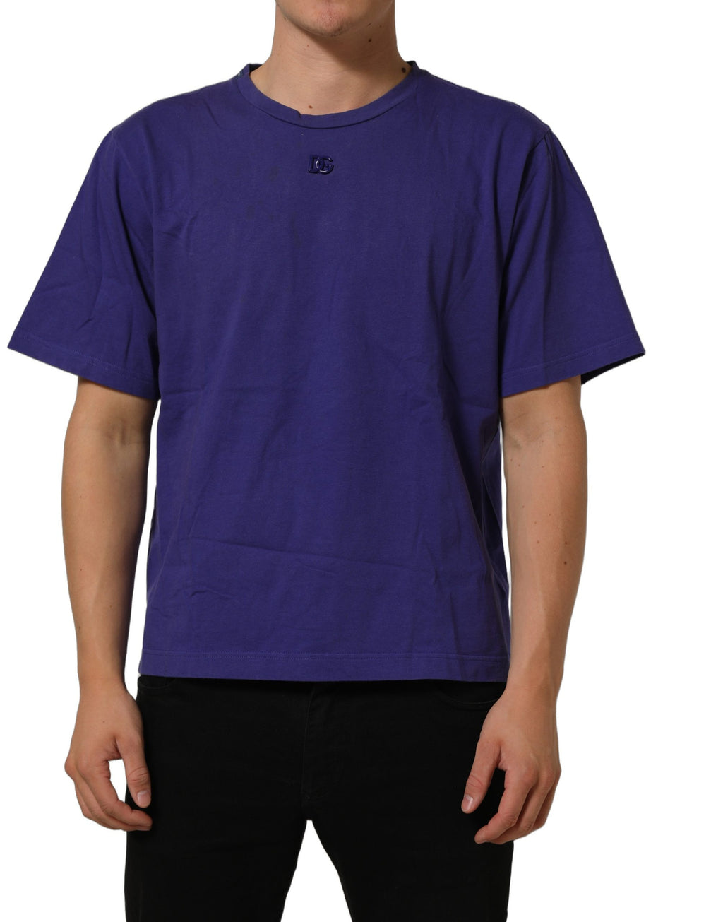 Violet Cotton Crew Neck Short Sleeve T-shirt