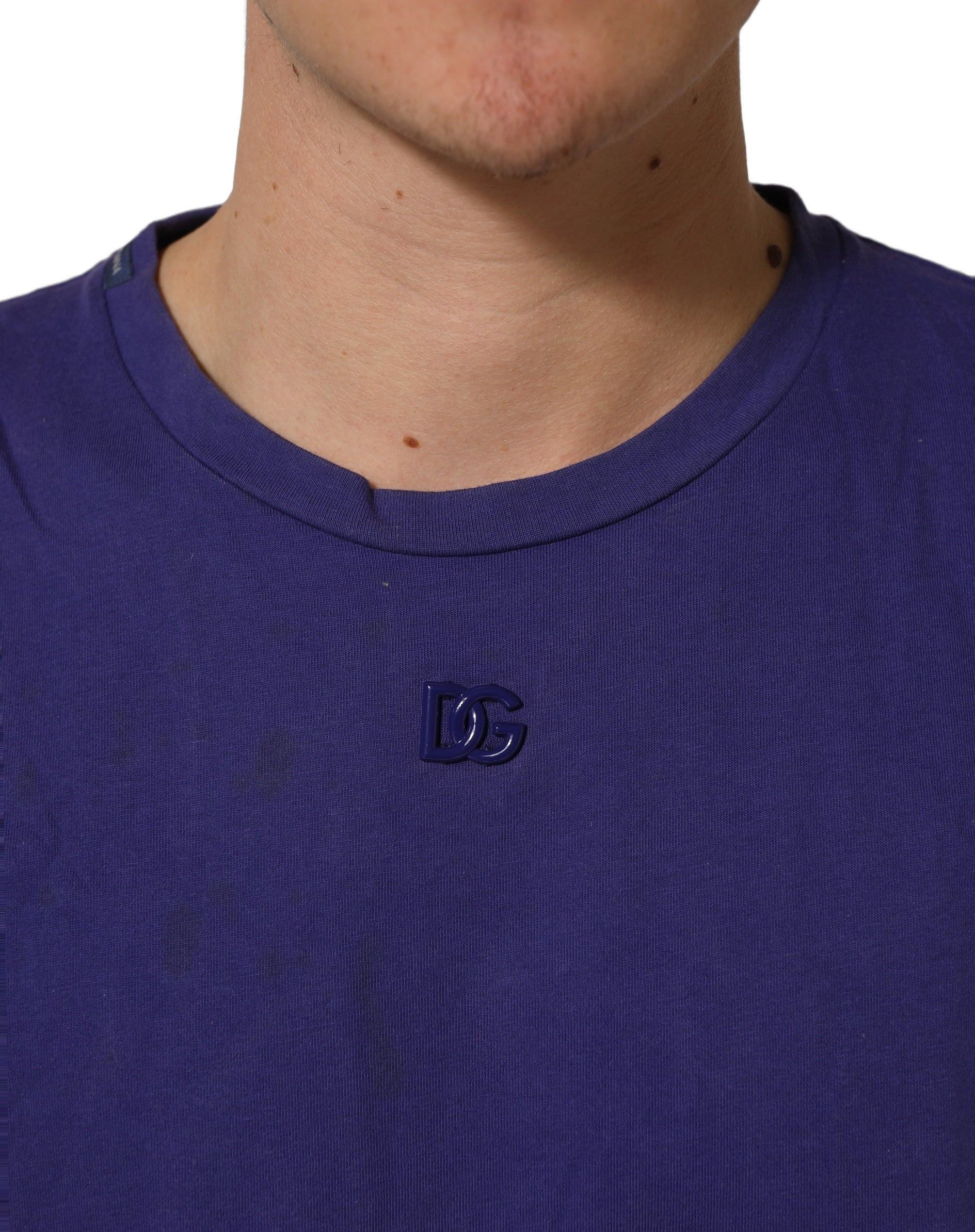 Violet Cotton Crew Neck Short Sleeve T-shirt
