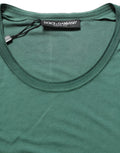 Green Silk Crew Neck Short Sleeves T-shirt