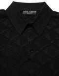 Black Silk Short Sleeve Knit Polo T-shirt