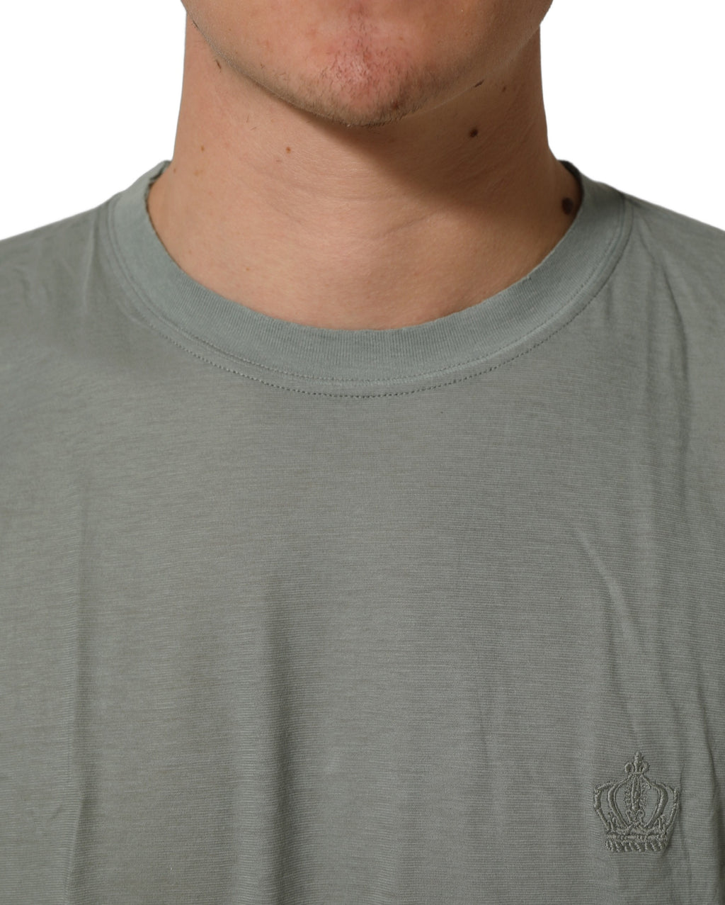 Green Cotton Short Sleeve Crew Neck T-shirt