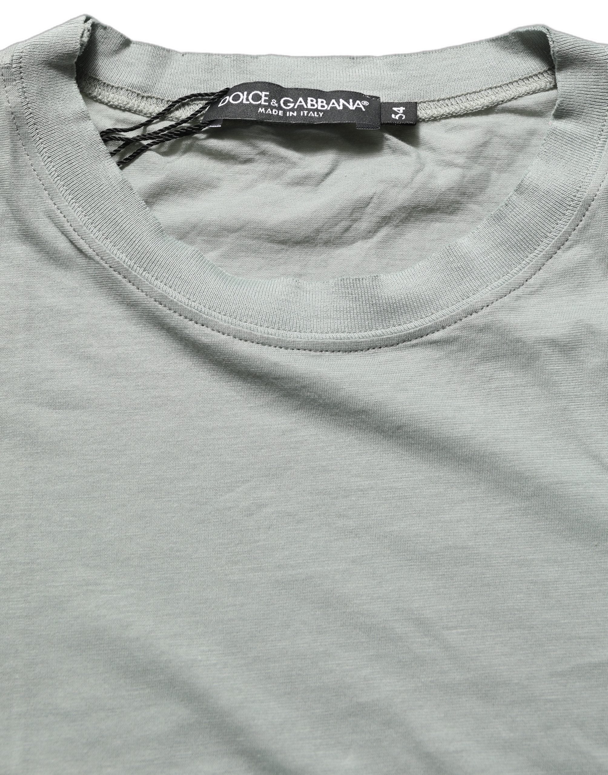 Green Cotton Short Sleeve Crew Neck T-shirt