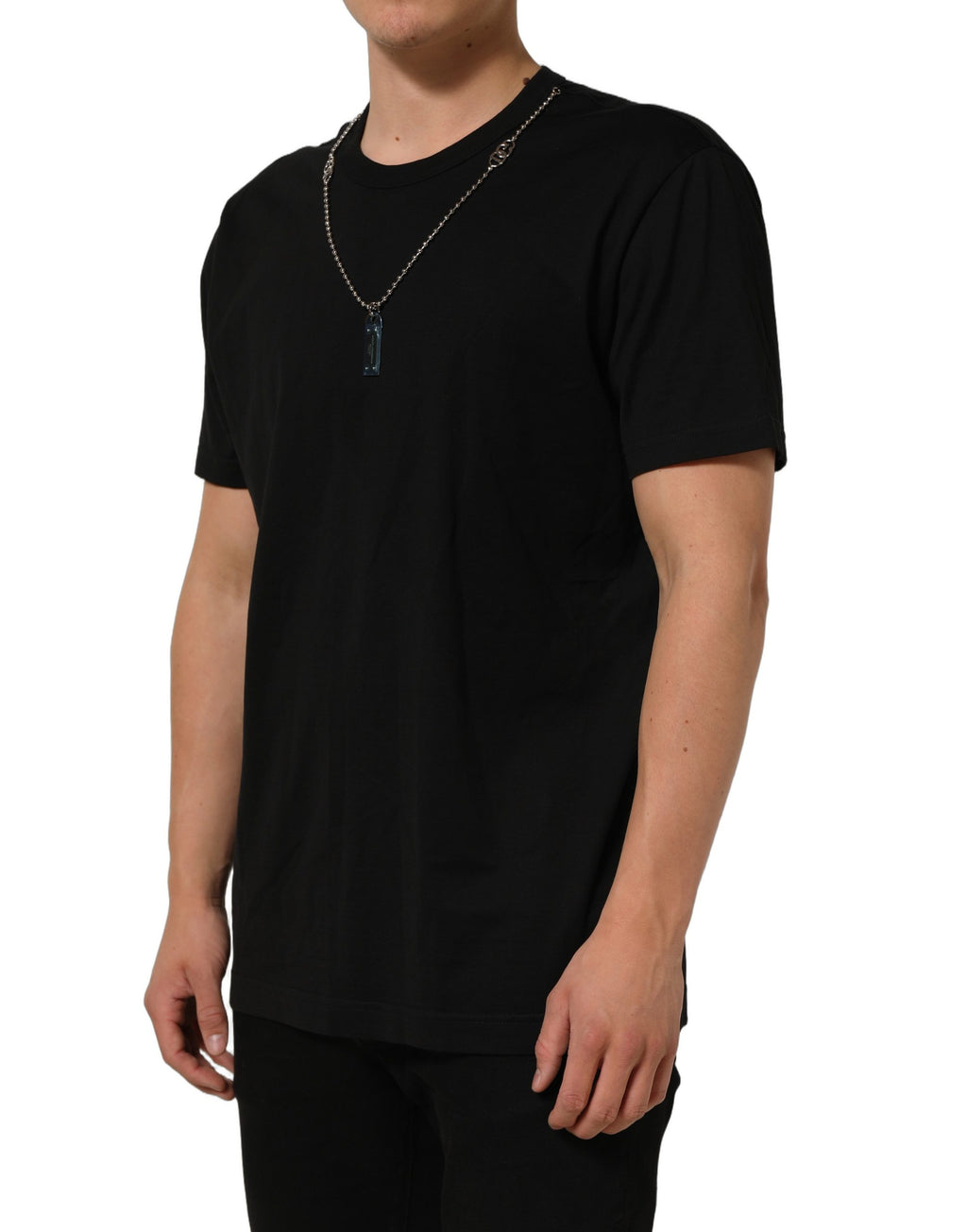 Black Dog Tag Short Sleeve CrewNeck T-shirt