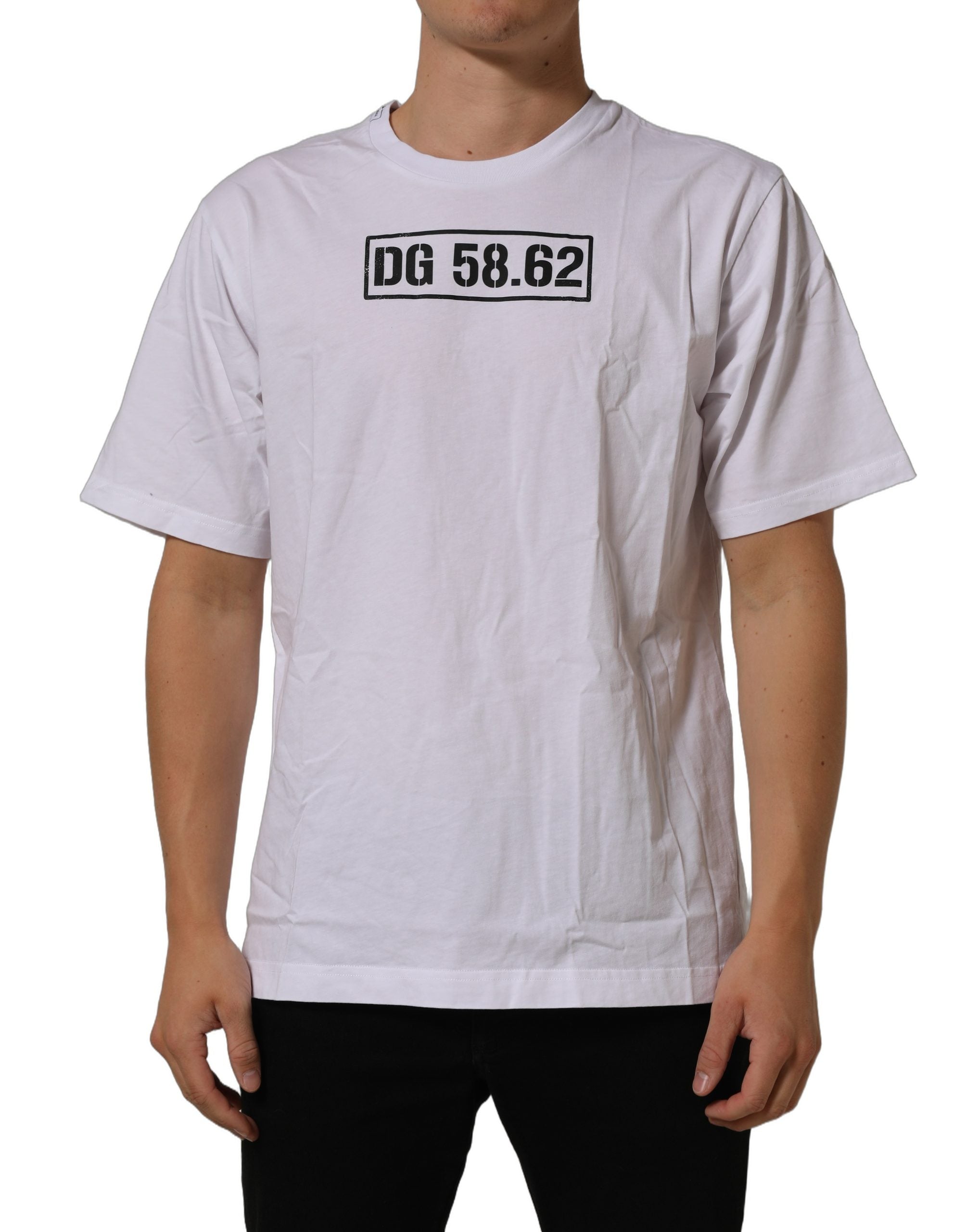 White DG 58.62 Cotton Crew Neck Men T-shirt