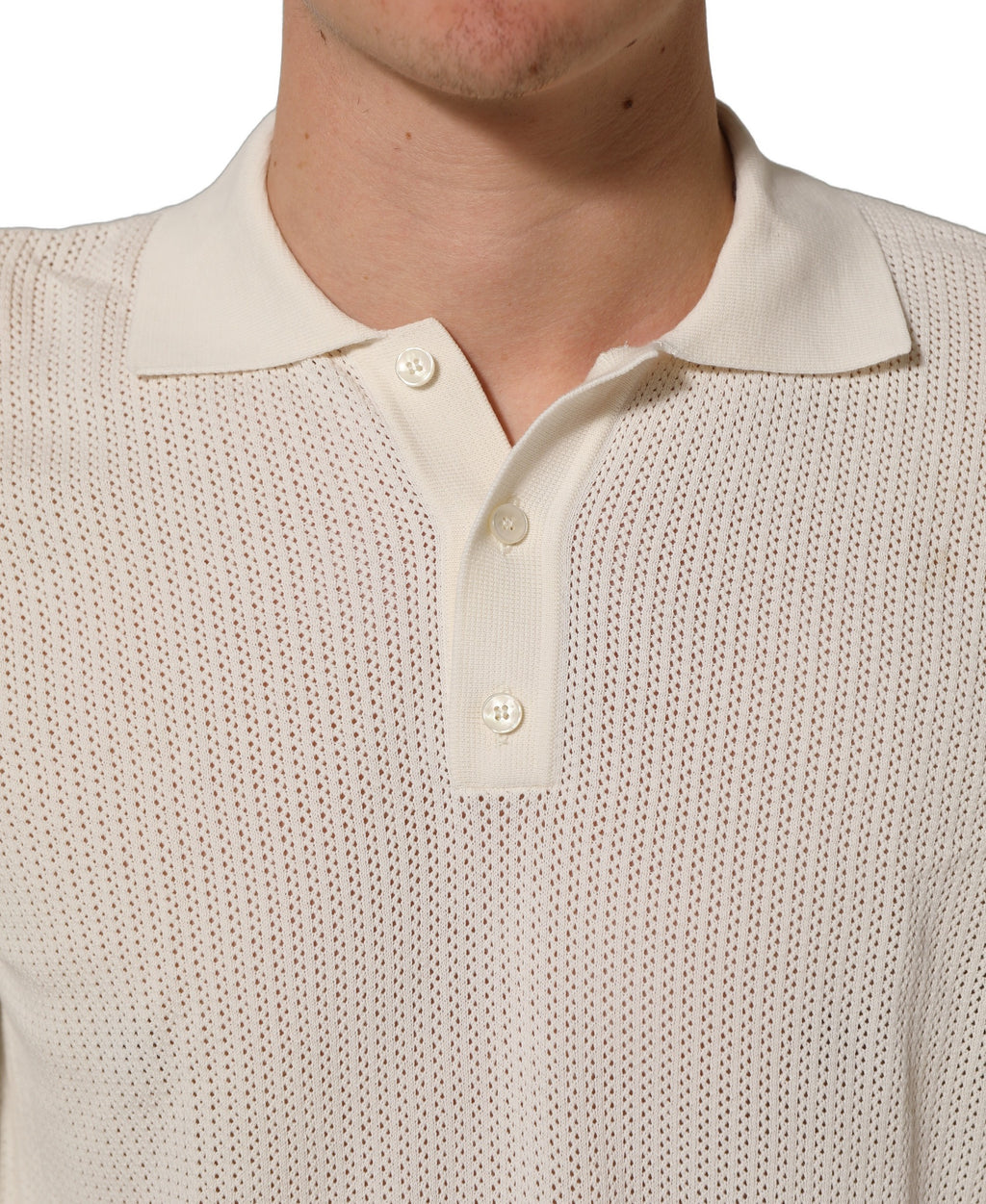 Off White Cotton Collared Men Polo T-shirt