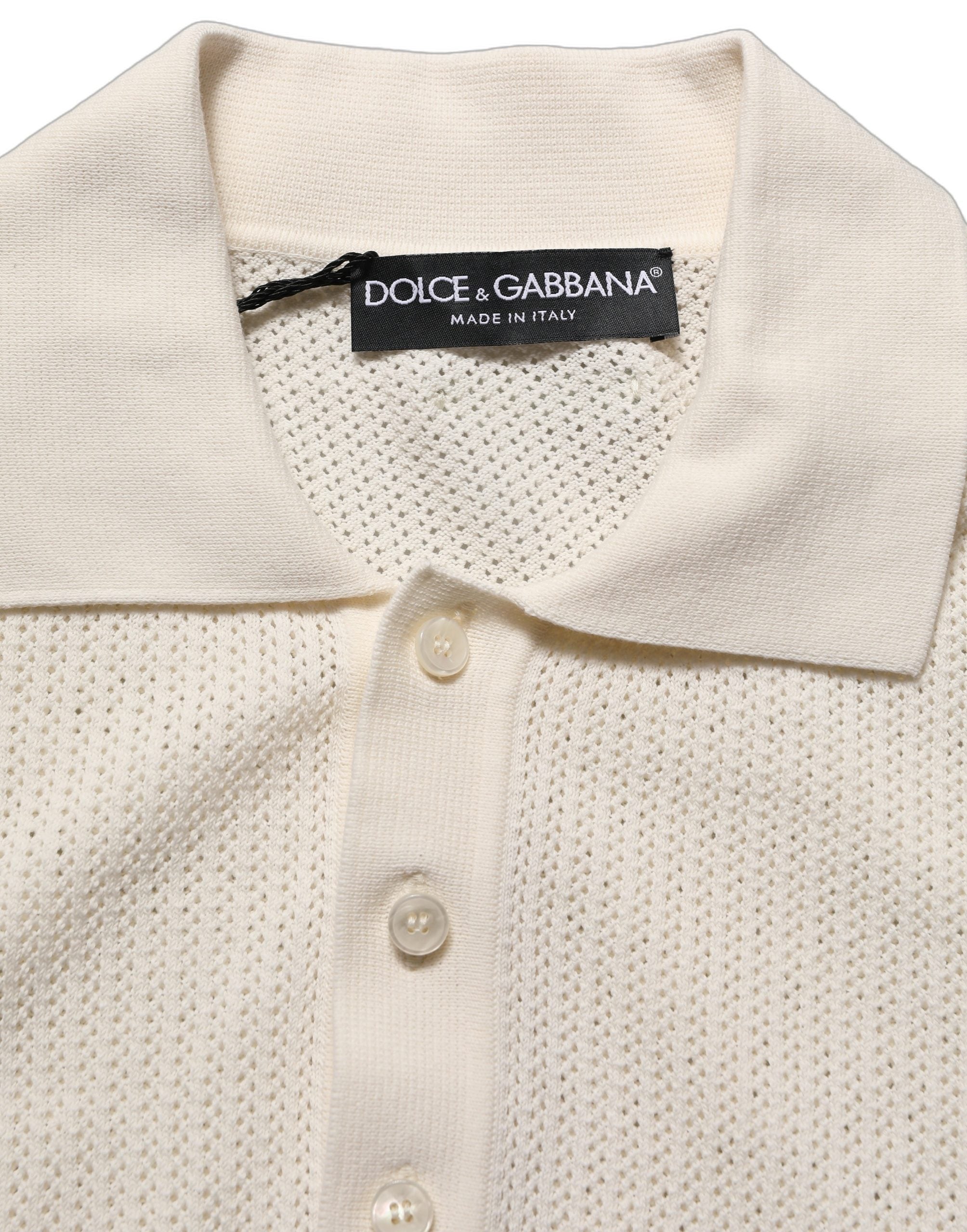 Off White Cotton Collared Men Polo T-shirt