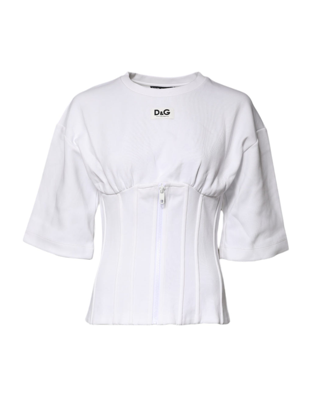 White Cotton Blend Corset Style Blouse Top