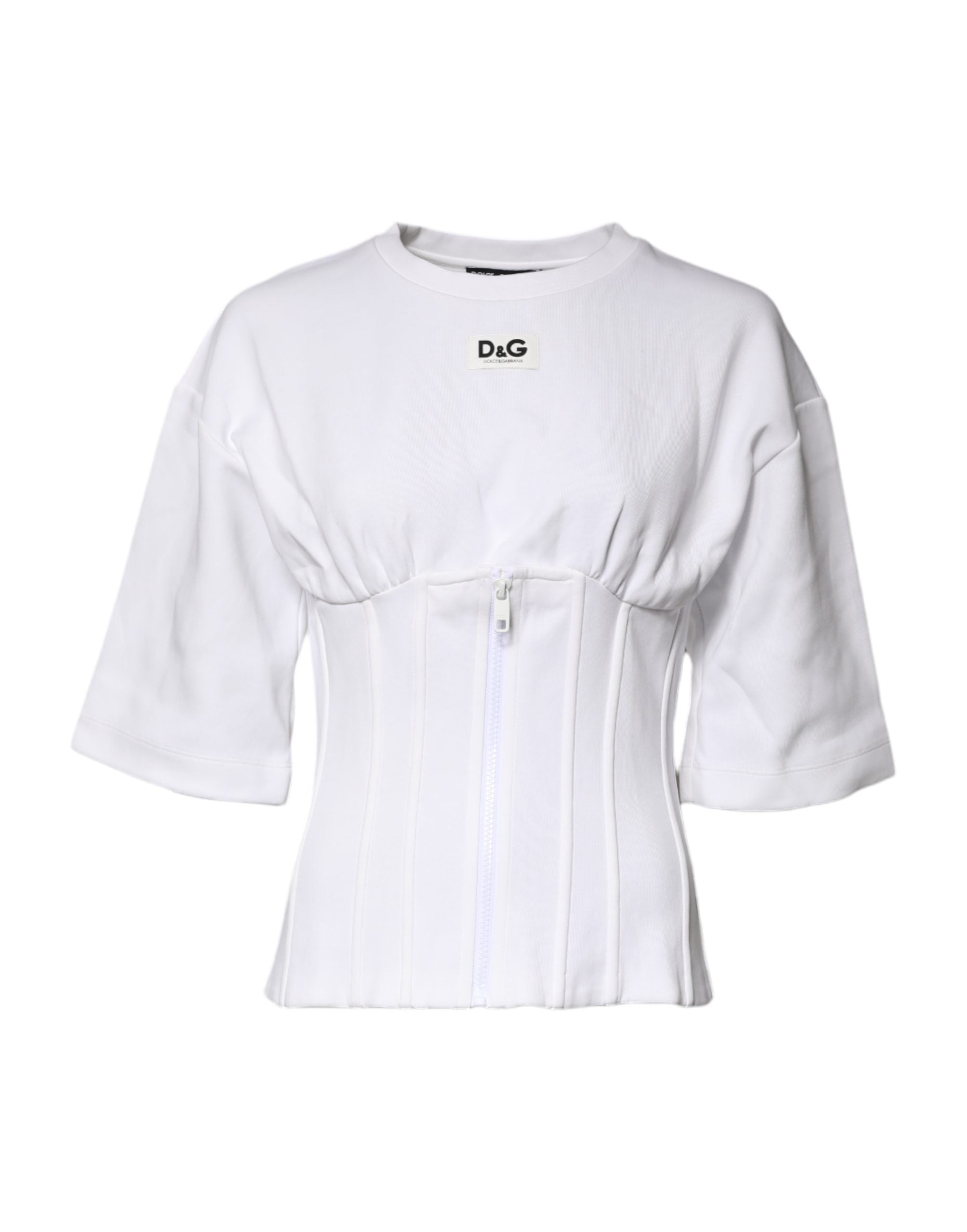 White Cotton Blend Corset Style Blouse Top