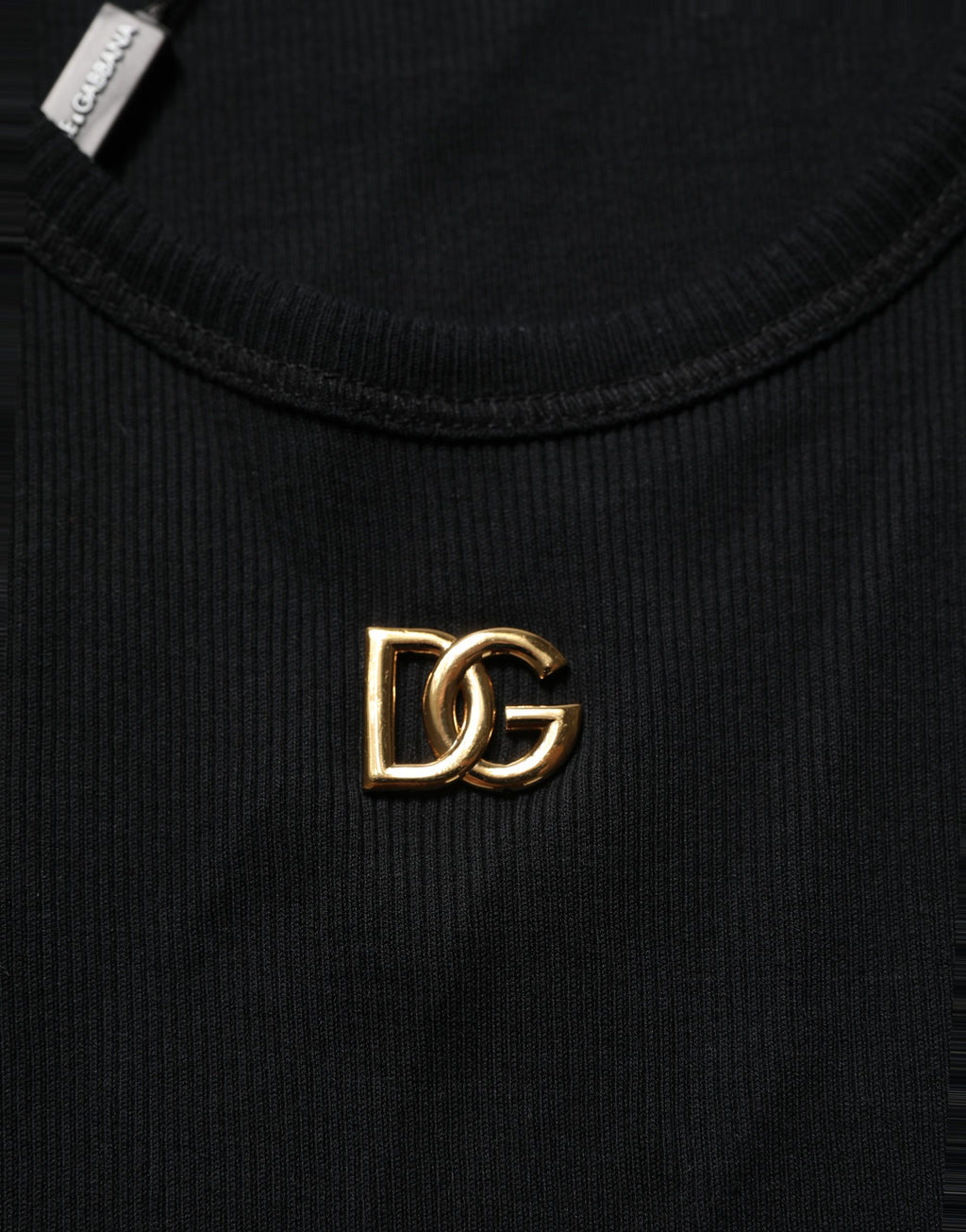 Black DG Logo Cotton Ribbed Tank Top T-shirt