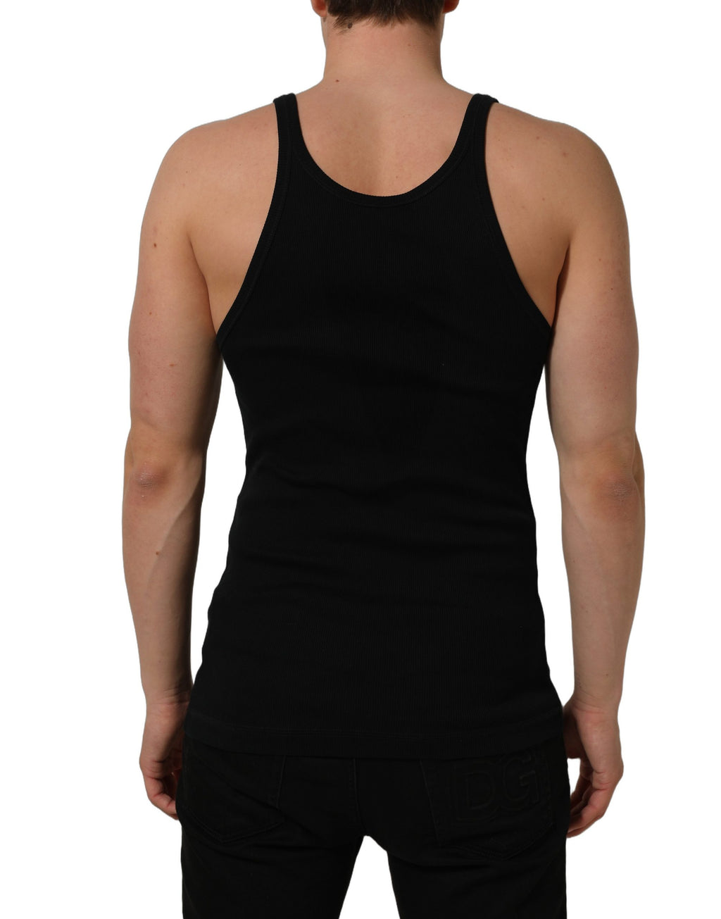 Black DG Logo Cotton Ribbed Tank Top T-shirt