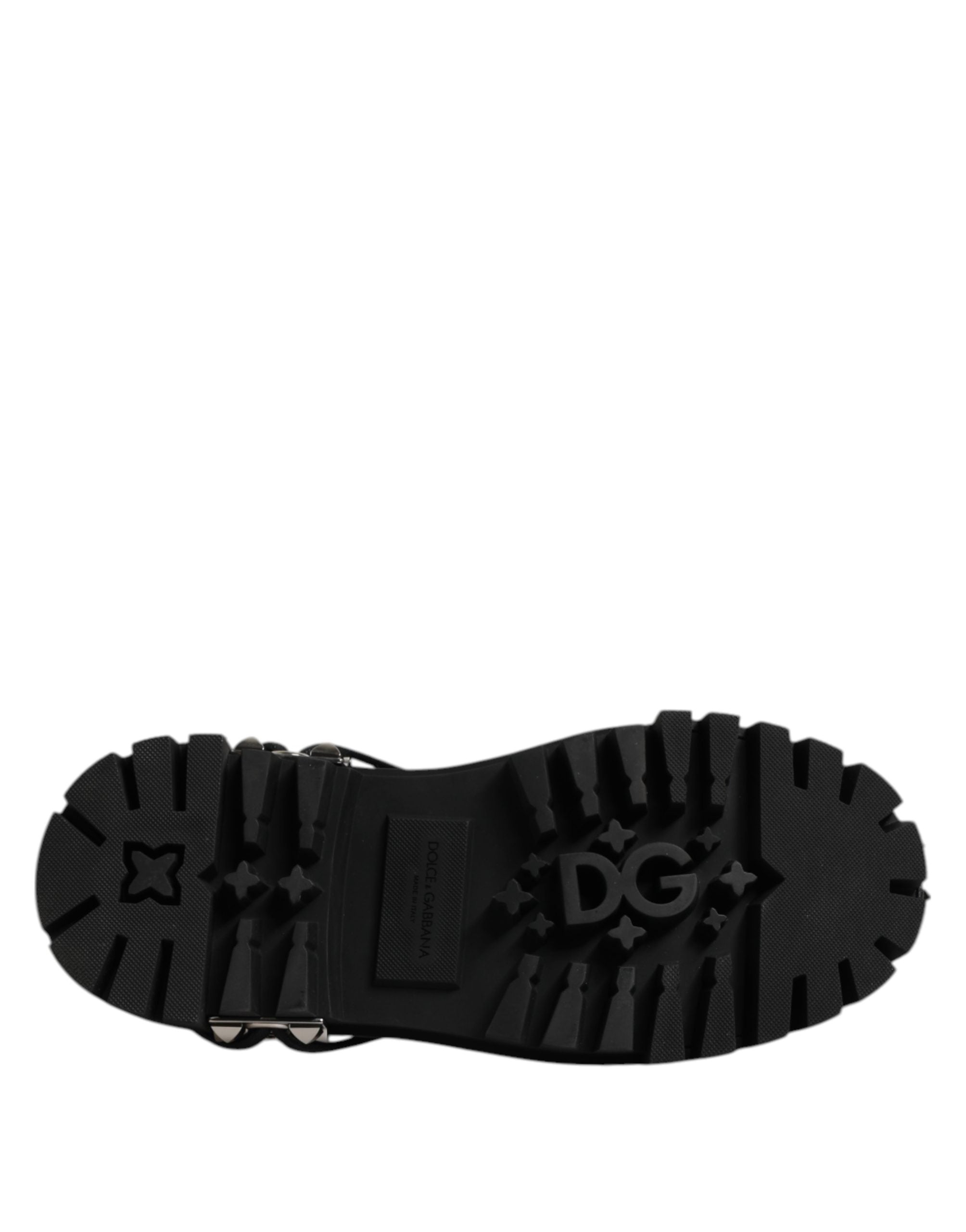 Black Studded Leather Hi-Trekking Derby Men Shoes
