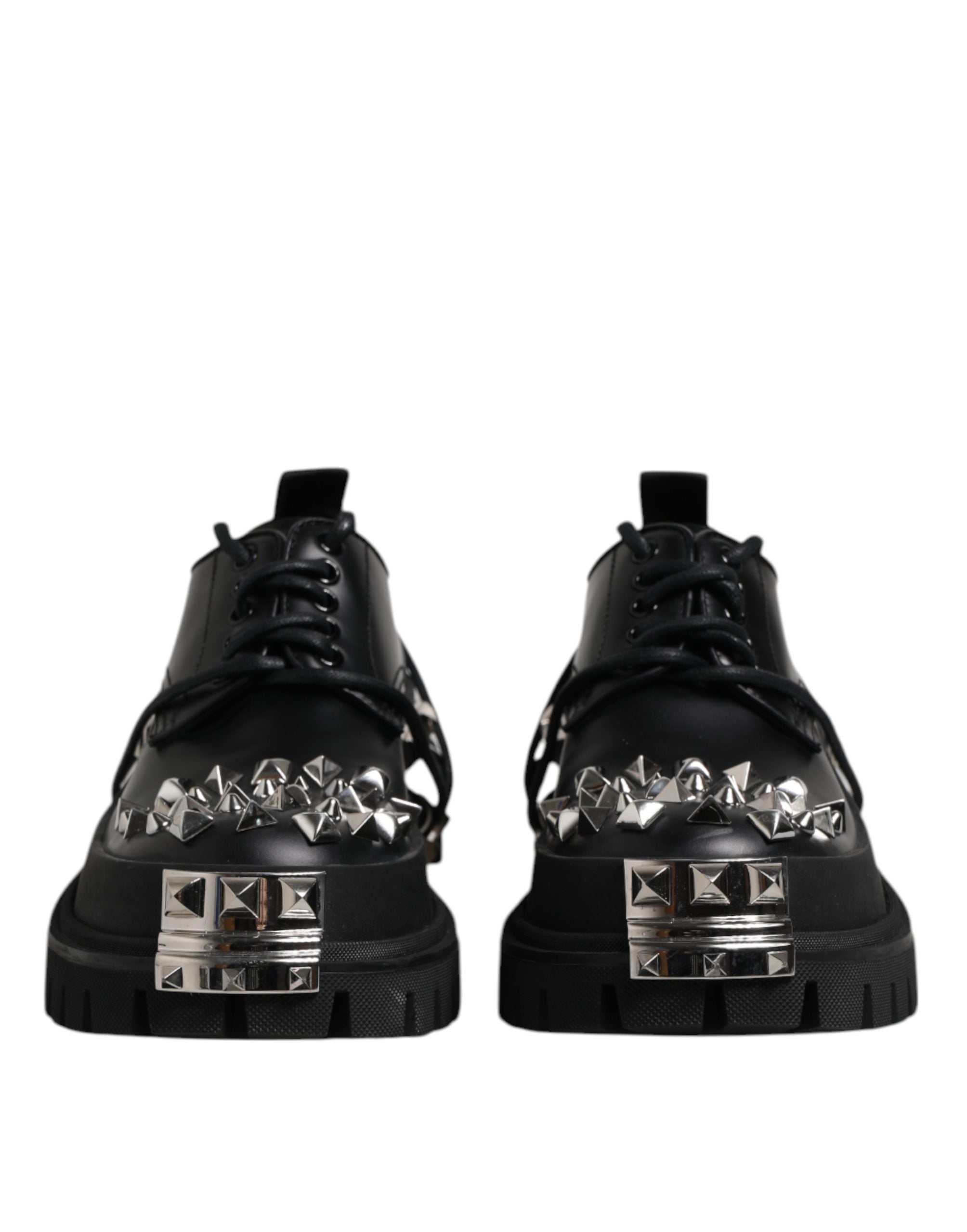 Black Studded Leather Hi-Trekking Derby Men Shoes