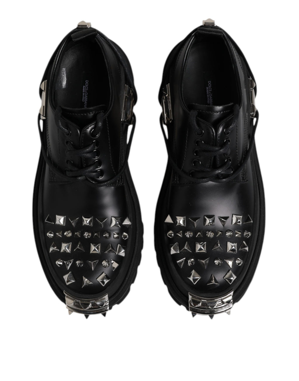 Black Studded Leather Hi-Trekking Derby Men Shoes