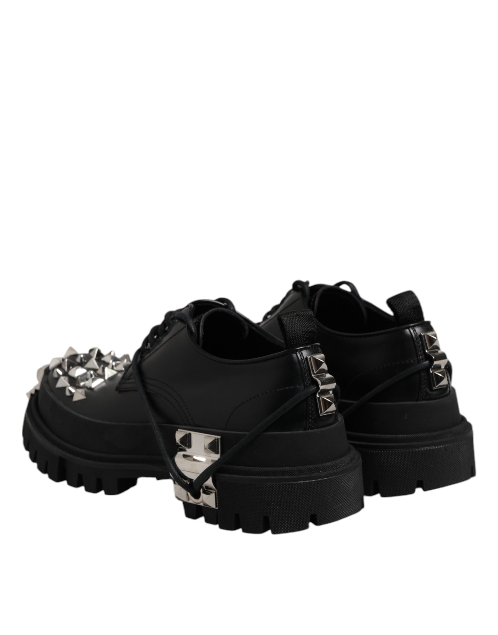 Black Studded Leather Hi-Trekking Derby Men Shoes