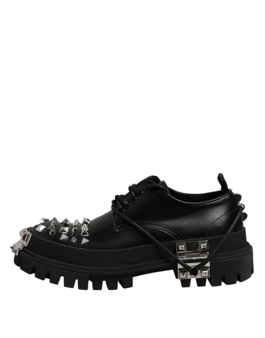 Black Studded Leather Hi-Trekking Derby Men Shoes