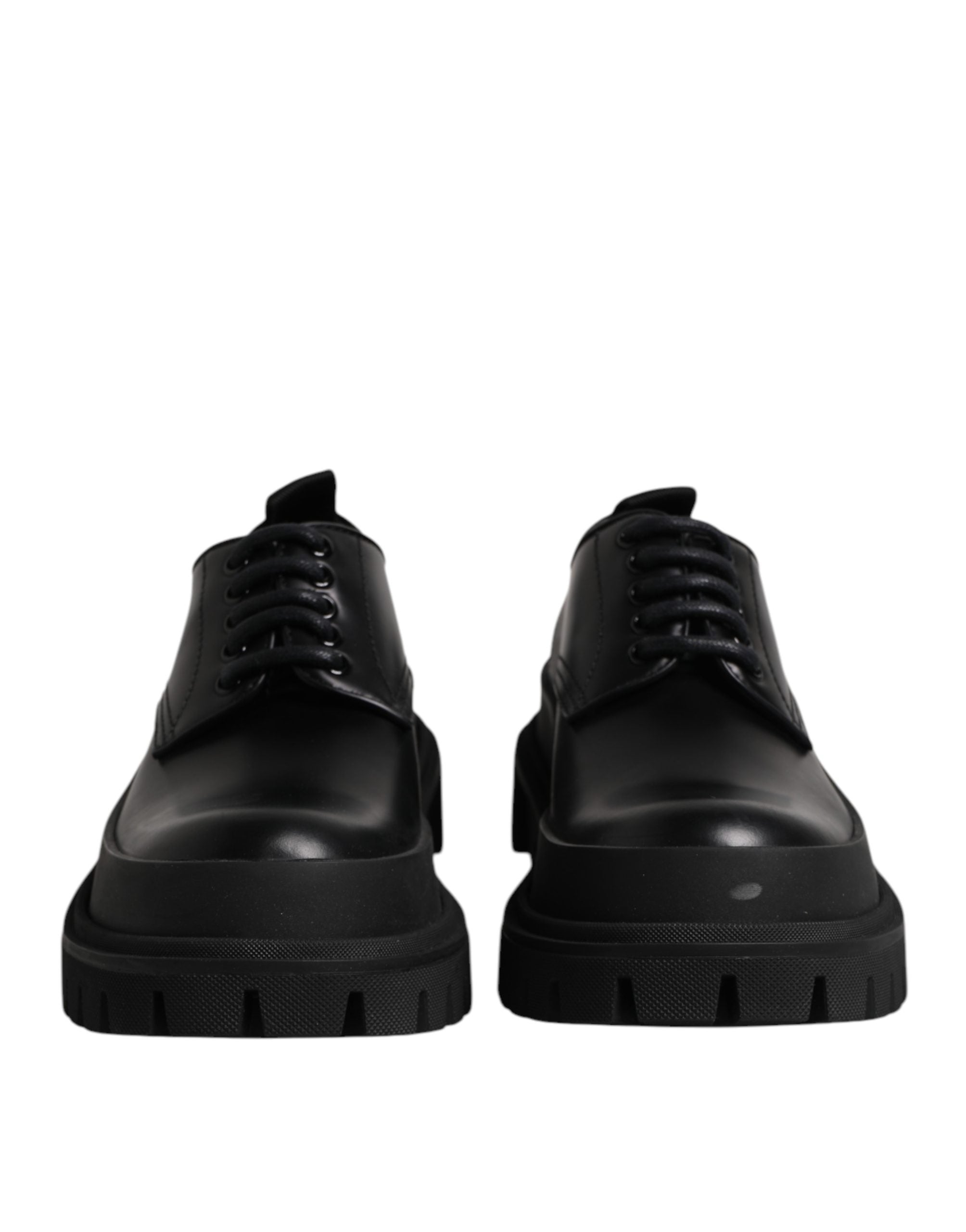 Black Leather Hi-Trekking Derby Shoes