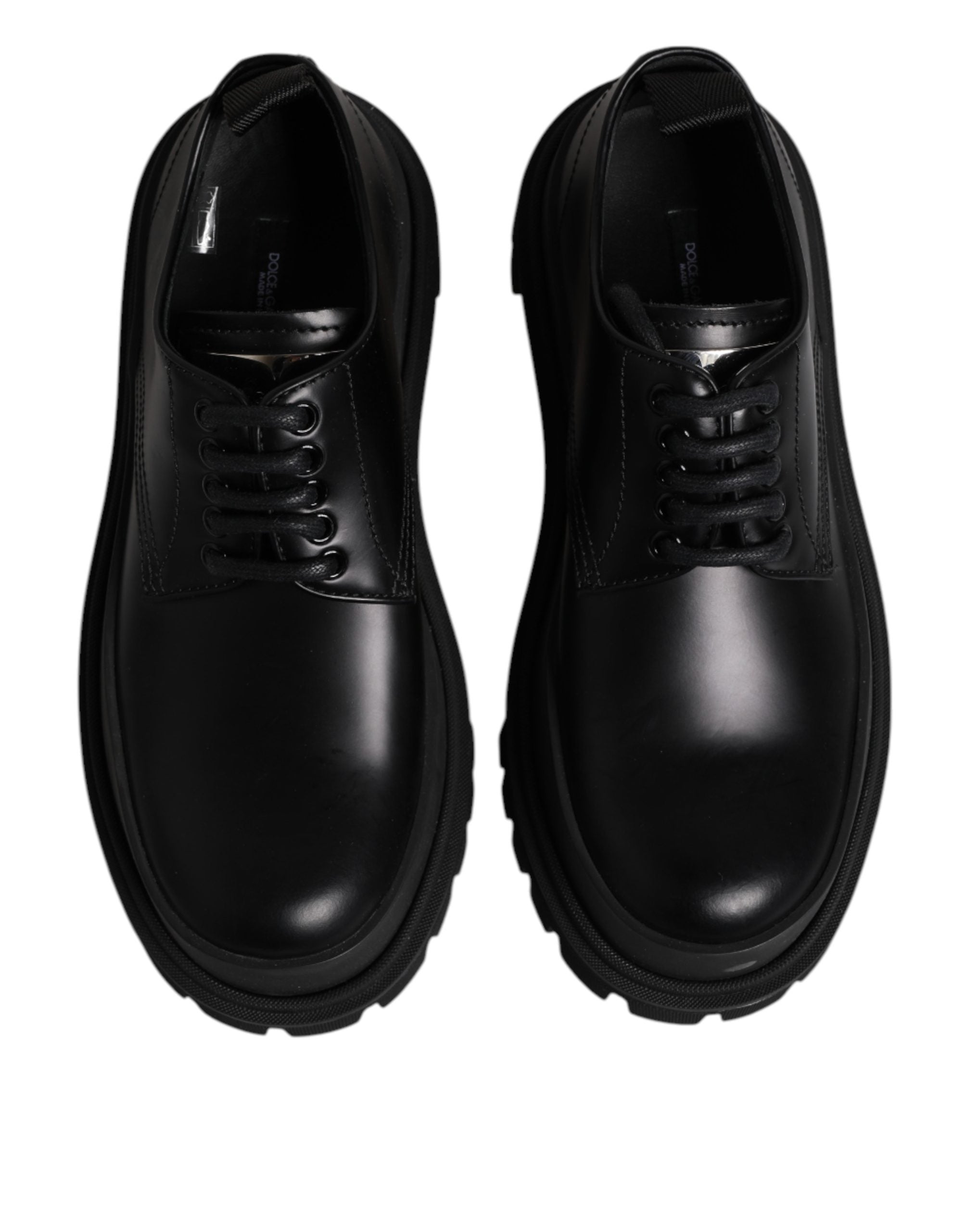 Black Leather Hi-Trekking Derby Shoes