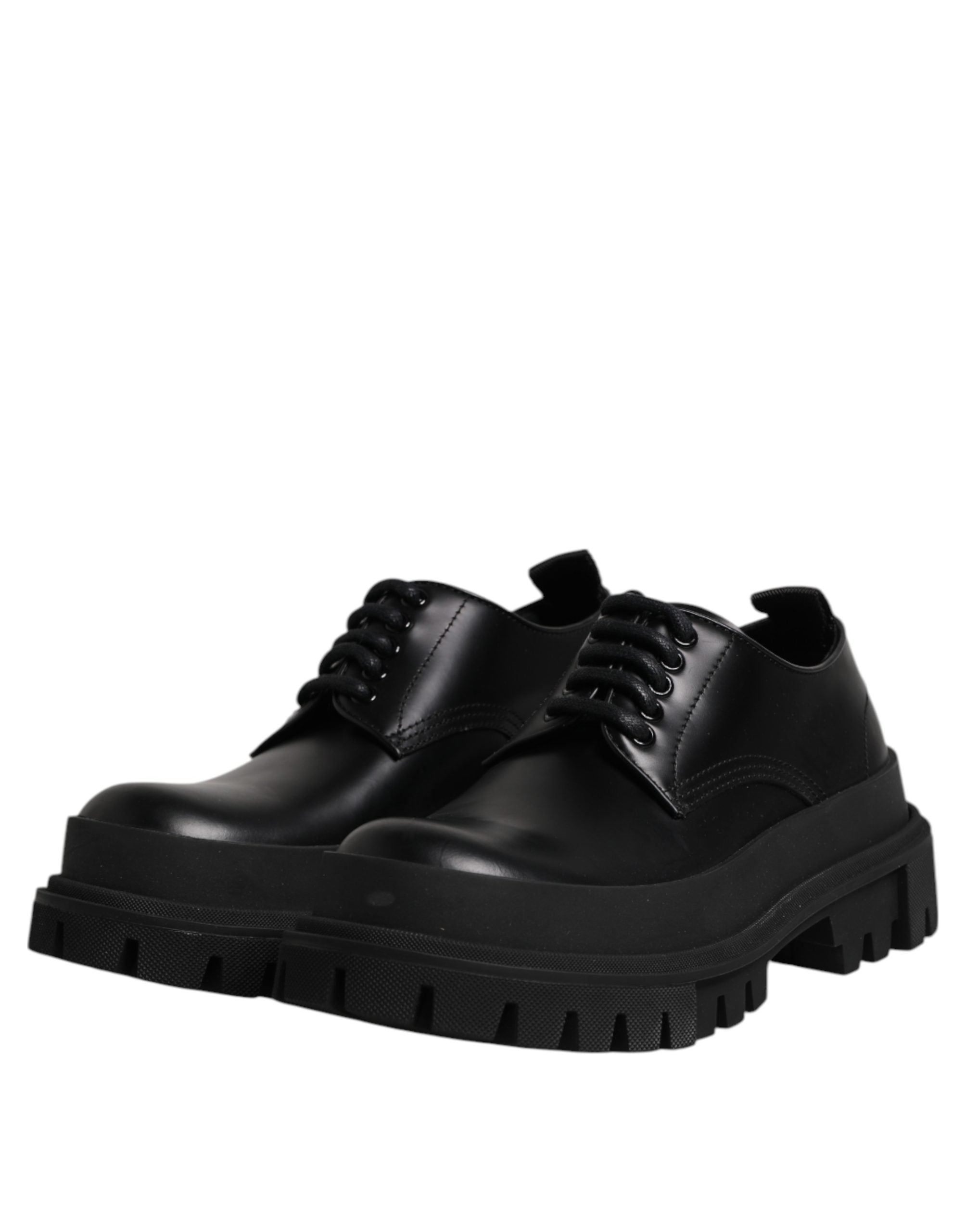 Black Leather Hi-Trekking Derby Shoes