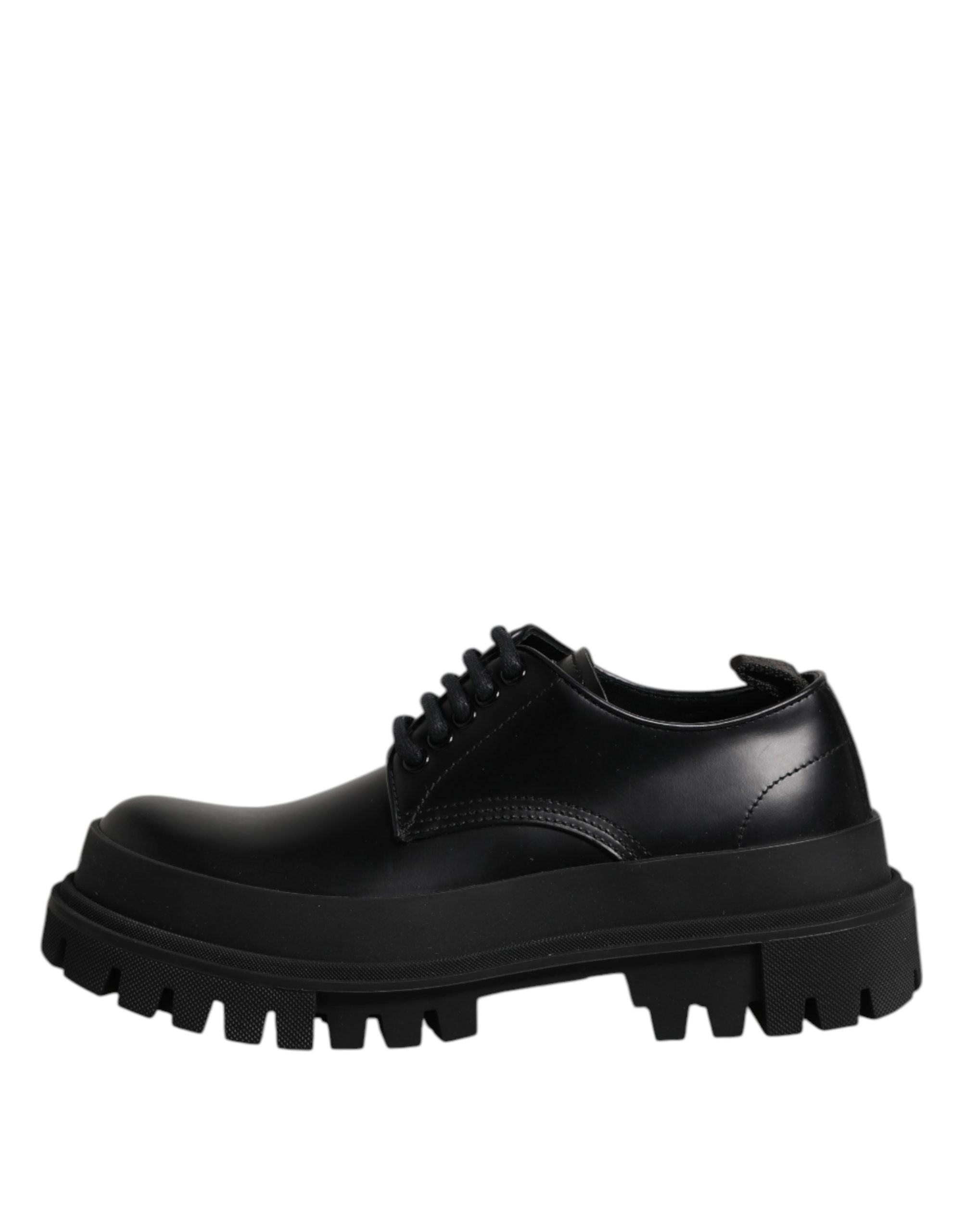 Black Leather Hi-Trekking Derby Shoes