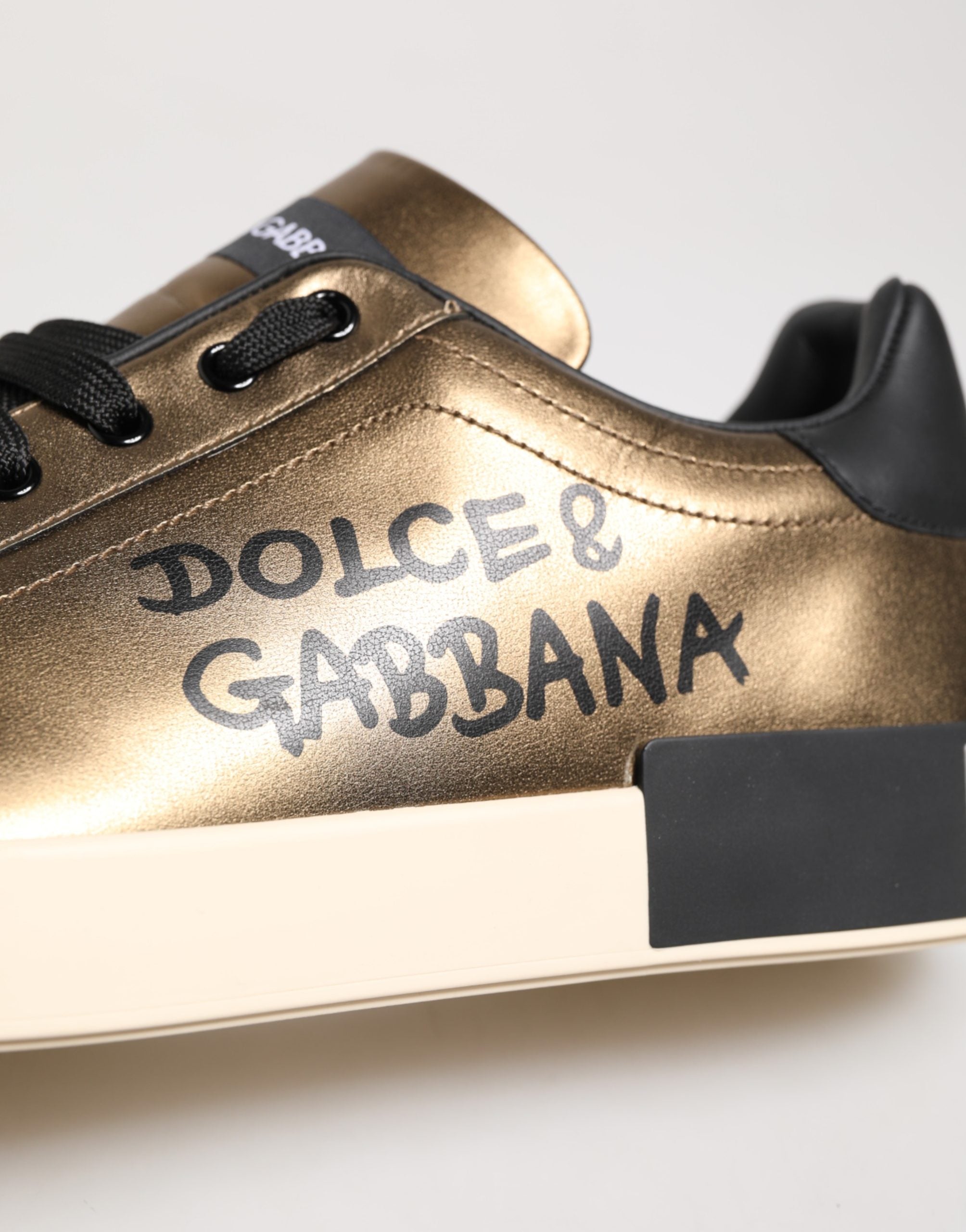 Gold Portofino Calf Leather Sneakers Shoes