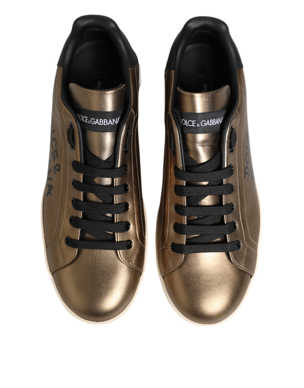 Gold Portofino Calf Leather Sneakers Shoes