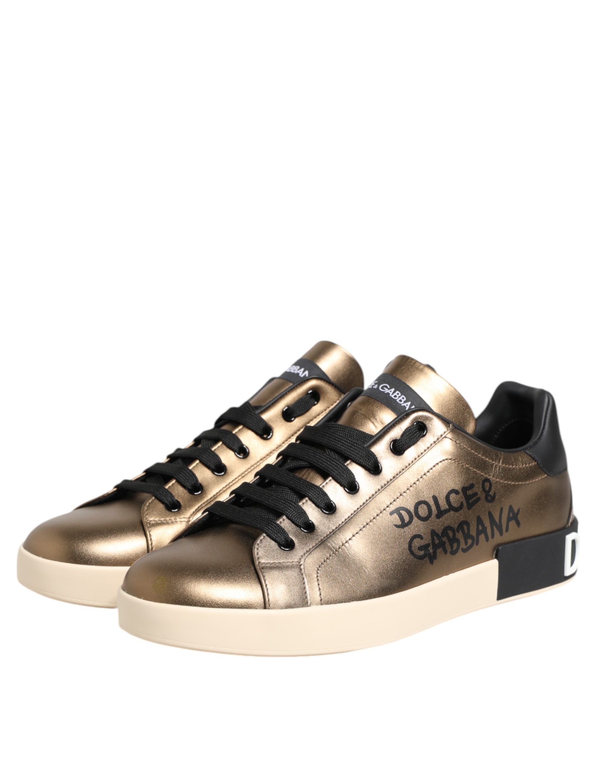 Gold Portofino Calf Leather Sneakers Shoes